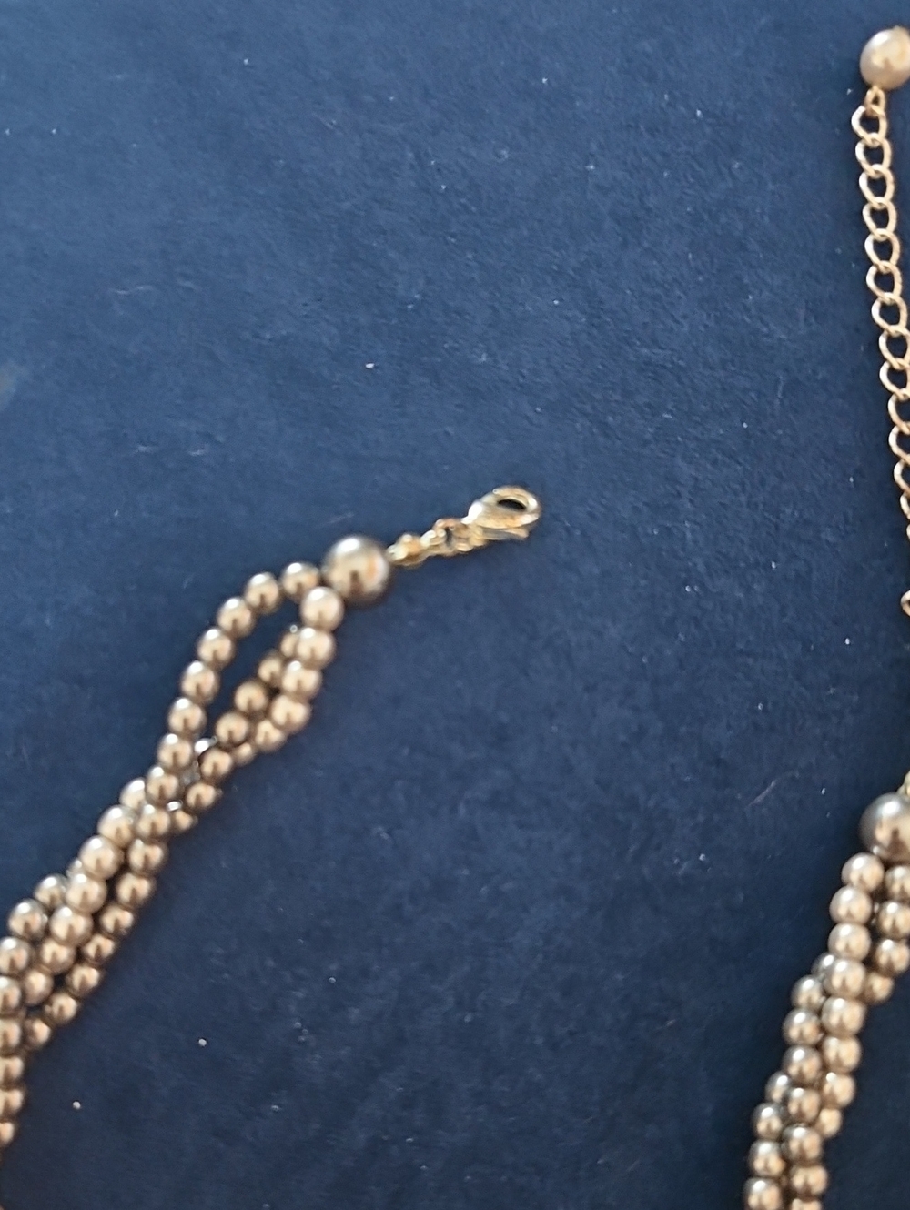 Gray . Triple-Strand Beaded Necklace - Picture 2 of 4